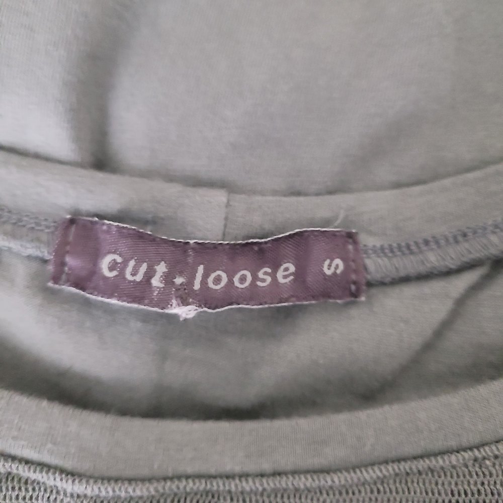 Cut Loose Tunic Top S Gray Knit Tiered Hi-Low 3/4 Sleeve Lagenlook Casual Shirt - Picture 4 of 6